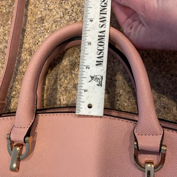 London Fog 2 Handle Purse WITH FLAWS Detachable Strap Crossbody Bag Purse Pink - Picture 5 of 17